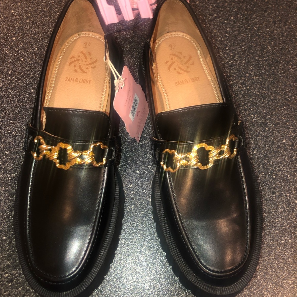 Women’s loafer Sam and Libby shoes Rylan lug sole loafer black size 9 1/2  NWT - Picture 8 of 16